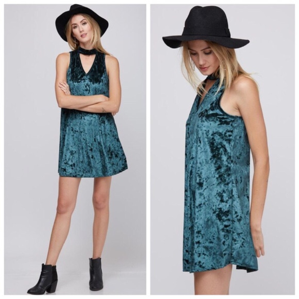 New jade green velvet dress